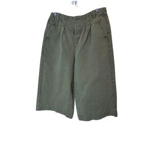 Free People Shorts Womens Size 2 Green Twill Culotte Elastic Waist‎ Casual